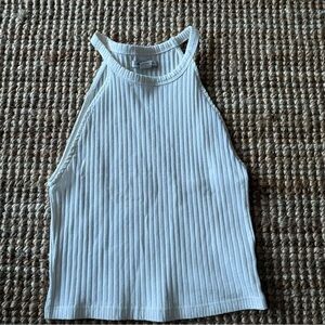 White Ribbed Halter Top American Eagle